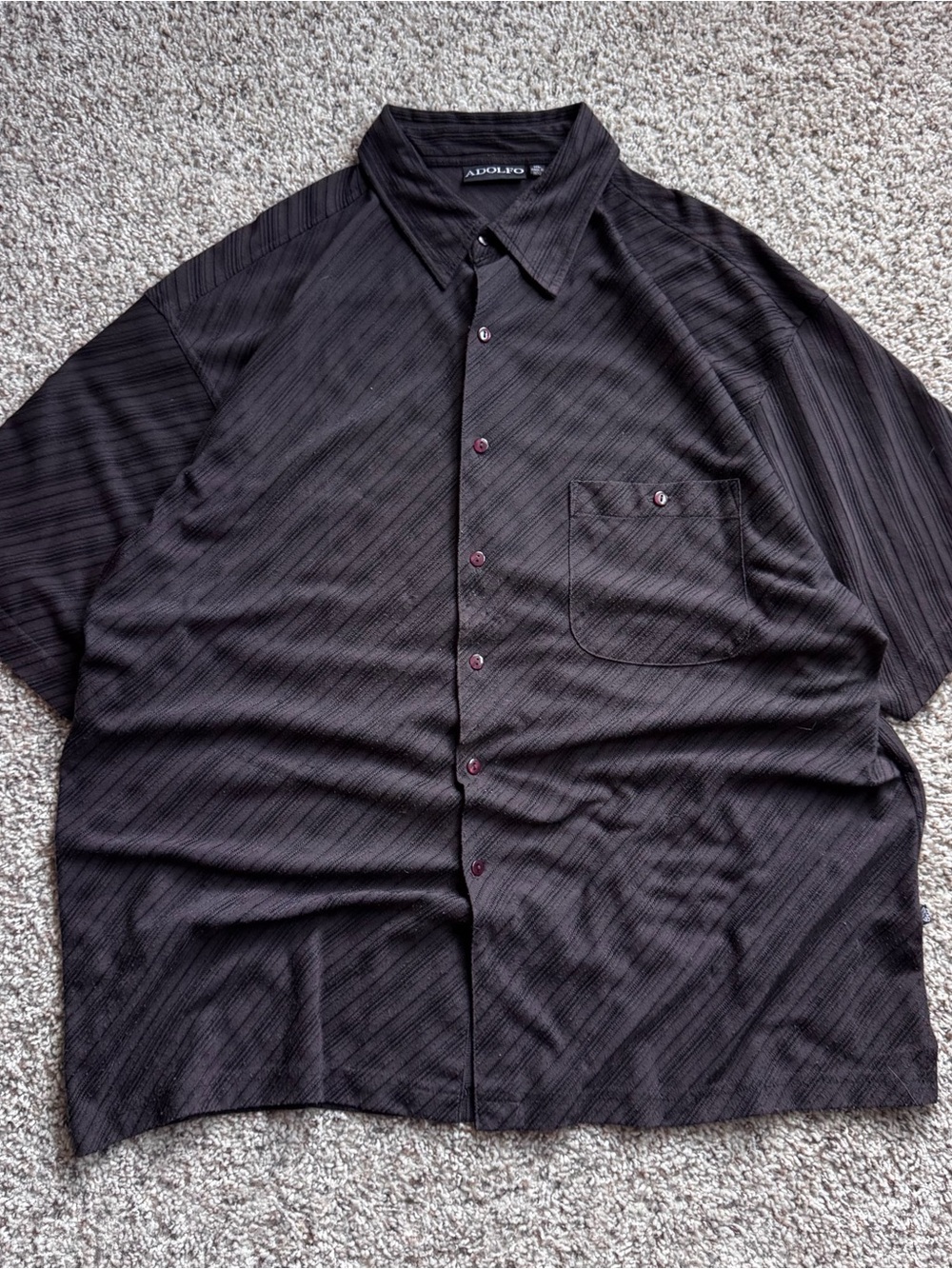 Adolfo Textured Button Up Shirt Men’s XL Brown Short Sleeve Casual Lightweight